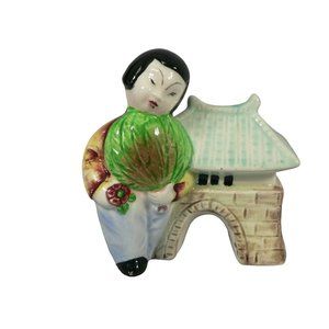 Asian Pocket Planter Japan Hand Painted Chop Marked